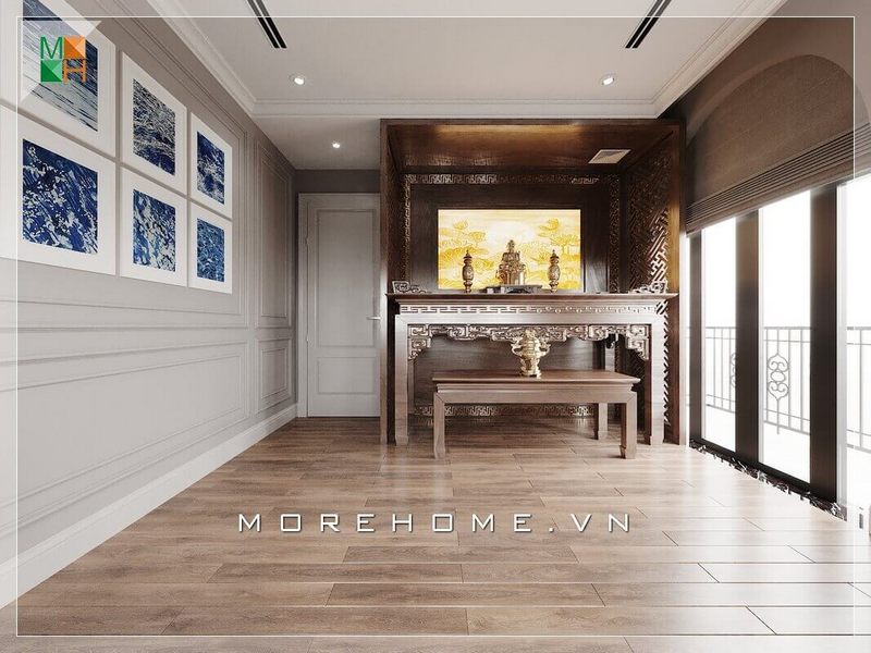 Mẫu thiết kế nội thất cho các công trình như biệt thự, nhà phố, chung cư là đẹp, sang trọng nhưng vẫn giữ nguyên vẻ trang nghiêm của nơi thờ phụng.